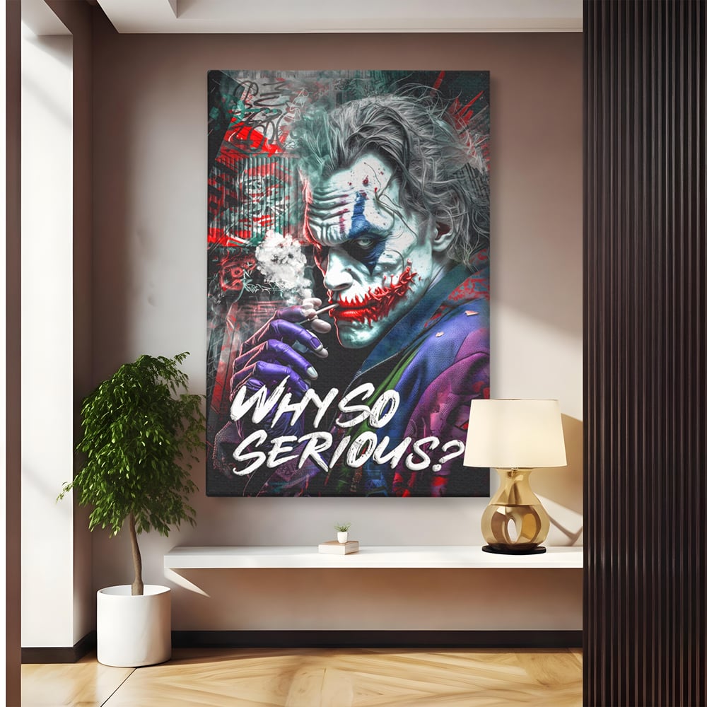 Tablou canvas cu tablou canvas cu jokerul fumand, fara rama, pe sasiu de lemn